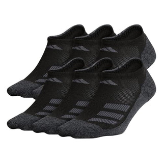 adidas Kids-Boy's/Girl's Cushioned Angle Stripe No Show Socks (6-Pair), Black/Onix Grey/Night Grey, Medium
