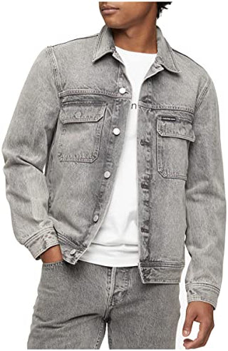 Calvin Klein Men's Palmer Grey Utility Trucker Jacket, Large