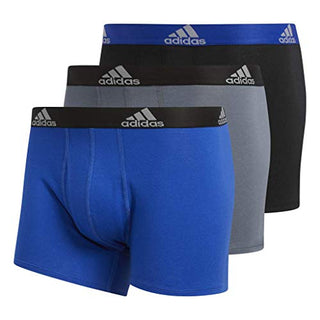 adidas Men's Stretch Cotton 3-Pack Trunk, Bold Blue/Black Onix/Black Black/Bold Blue, Small