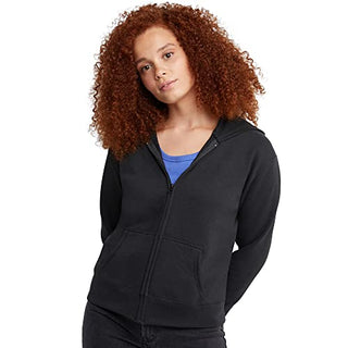 Hanes Women's EcoSmart Full-Zip Hoodie Sweatshirt, Ebony, Medium