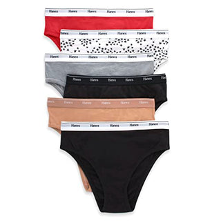 Hanes Women's Originals Panties Pack, Breathable Cotton Stretch Underwear, Basic Color Mix, 6-Pack Hi-Cuts, Medium
