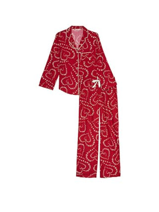 Victoria's Secret Flannel Long Pajama Set, PJ Set for Women, 2 Piece Lounge Set PJs, Flannel Pajamas, Women's Sleepwear, Red (XS)