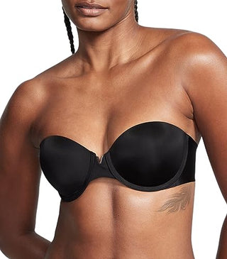 Victoria's Secret Sexy Illusions Uplift Strapless Push Up Bra, Padded Bra, Adjustable Straps, Smoothing Bra, Strapless Push Up Bras for Women, Black (36C)
