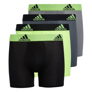adidas Kids-Boy's Performance Boxer Briefs Underwear (4-Pack), Signal Green/Black/Grey, Medium