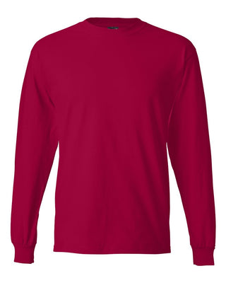 Hanes Men's Long-Sleeve Beefy-T Shirt, Deep Red, Small (Pack of 2)