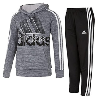 adidas Boys' Statement Hoodie and Pants Set, Charcoal Grey Heather, 7