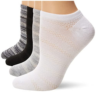 Hanes womens Lightweight Breathable Super No Show Socks, 6-pair Pack Casual Sock, Black/Grey Accent Design, 5 9 US