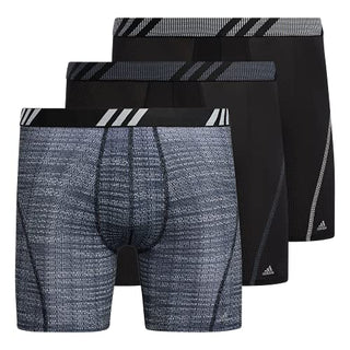 adidas Men's Sport Performance Mesh Boxer Brief Underwear (3-pack), Illum Black/Onix Grey/Clear Grey, Medium