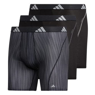 adidas Men's Sport Performance Mesh Boxer Brief Underwear (3-pack), Performance Wave Black/Black/Black, Large