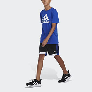 adidas Boys' Elastic Waistband Winner Short, Black with Collegiate Royal, Medium (10/12)