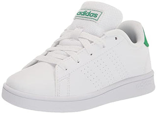 adidas Advantage Tennis Shoe, FTWR White/Green/Core Black, 4 US Unisex Big Kid