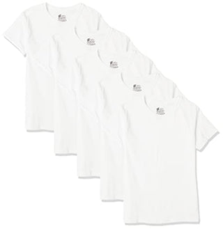 Hanes Boys' Undershirt, EcoSmart Short Sleeve Crew Shirts, Multiple Packs Available, Assorted, Large