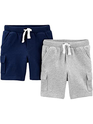 Simple Joys by Carter's Baby Boys' Knit Shorts, Pack of 2, Navy/Grey, 12 Months