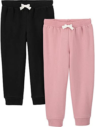Simple Joys by Carter's Baby Girls' Fleece Joggers, Pack of 2, Pink/Black, 12 Months