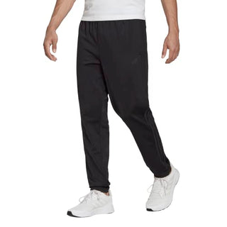 adidas Men's Essentials Warm-Up Slim Tapered 3-Stripes Tracksuit Bottoms, Black/Black, Large