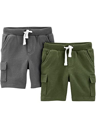 Simple Joys by Carter's Baby Boys' Knit Shorts, Pack of 2, Olive/Grey, 12 Months