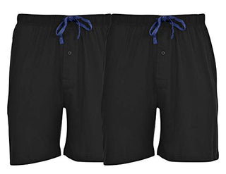 Hanes Men’s 2-Pack Cotton-Rich Jersey Blend Knit Short, 7.5" Inseam, Black/Black, Small