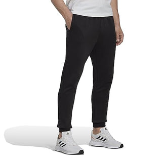 adidas Men's Essentials Fleece Regular Tapered Pants, Black/White, Medium