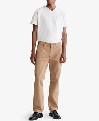 Calvin Klein Men's Smooth Cotton Solid V-Neck T-Shirt, Brilliant White, Large