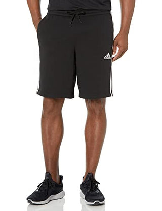 adidas Men's Tall Size Essentials Fleece 3-Stripes Shorts, Black/White, Large