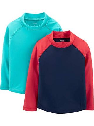 Simple Joys by Carter's Baby Boys' Assorted Rashguard Set, Pack of 2, Blue/Red, 12 Months
