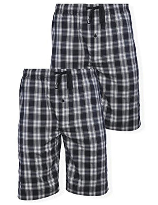 Hanes Mens 2-Pack Woven Stretch Pajama Short, Black/Black, Medium