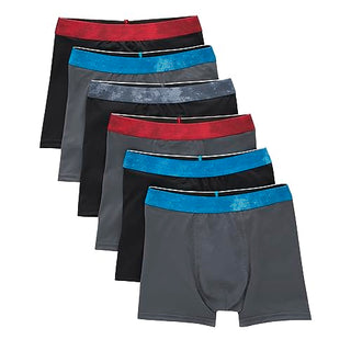 Hanes Boys' Big Performance Tween Boxer Briefs Underwear, X-Temp, Assorted Solids, 6-Pack, Black/Grey