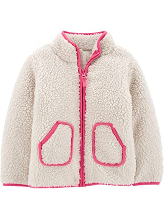 Simple Joys by Carter's Baby Girls' Sherpa Jacket, Pink/Beige, 12 Months