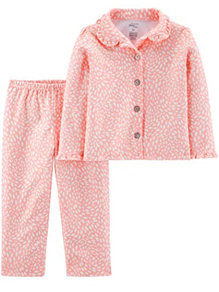 Simple Joys by Carter's Baby Girls' 2-Piece Coat Style Pajama Set, Pink, Dots, 12 Months