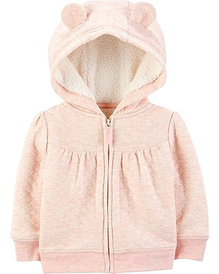 Simple Joys by Carter's Unisex Babies' Hooded Sweater Jacket with Sherpa Lining, Pink, 24 Months
