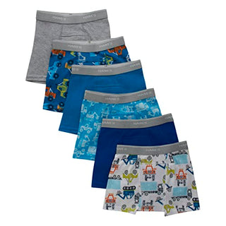 Hanes Toddler Boys' Potty Trainer Underwear, Boxer Briefs Available, 6-Pack, Blue/Gray Assorted, 4T