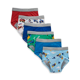 Hanes Toddler Boys' Potty Trainer Underwear, Boxer Briefs Available, 6-Pack, Blue/Print Assorted, 4T