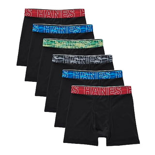 Hanes Boys' Big Tween Boxer Brief, Performance X-Temp Mesh Stretch Underwear, 6-Pack, Black-6 Pack, Large