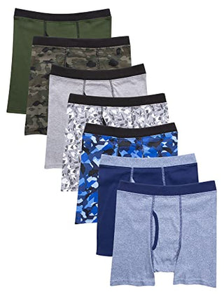 Hanes Boys' ComfortSoft Printed Boxer Briefs, Assorted-7 Pack, Large