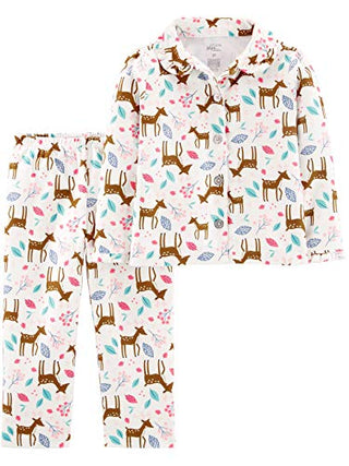 Simple Joys by Carter's Baby Girls' 2-Piece Coat Style Pajama Set, Ivory, Deer, 12 Months