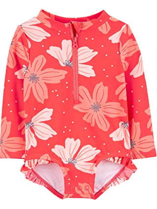 Simple Joys by Carter's Baby Girls' One Piece Rashguard, Pink Floral, 12 Months