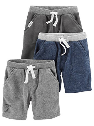 Simple Joys by Carter's Baby Boys' Knit Shorts, Pack of 3, Navy Heather/Charcoal Heather/Grey, 12 Months