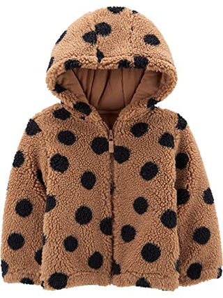 Simple Joys by Carter's Baby Girls' Hooded Sherpa Jacket, Dots, 12 Months